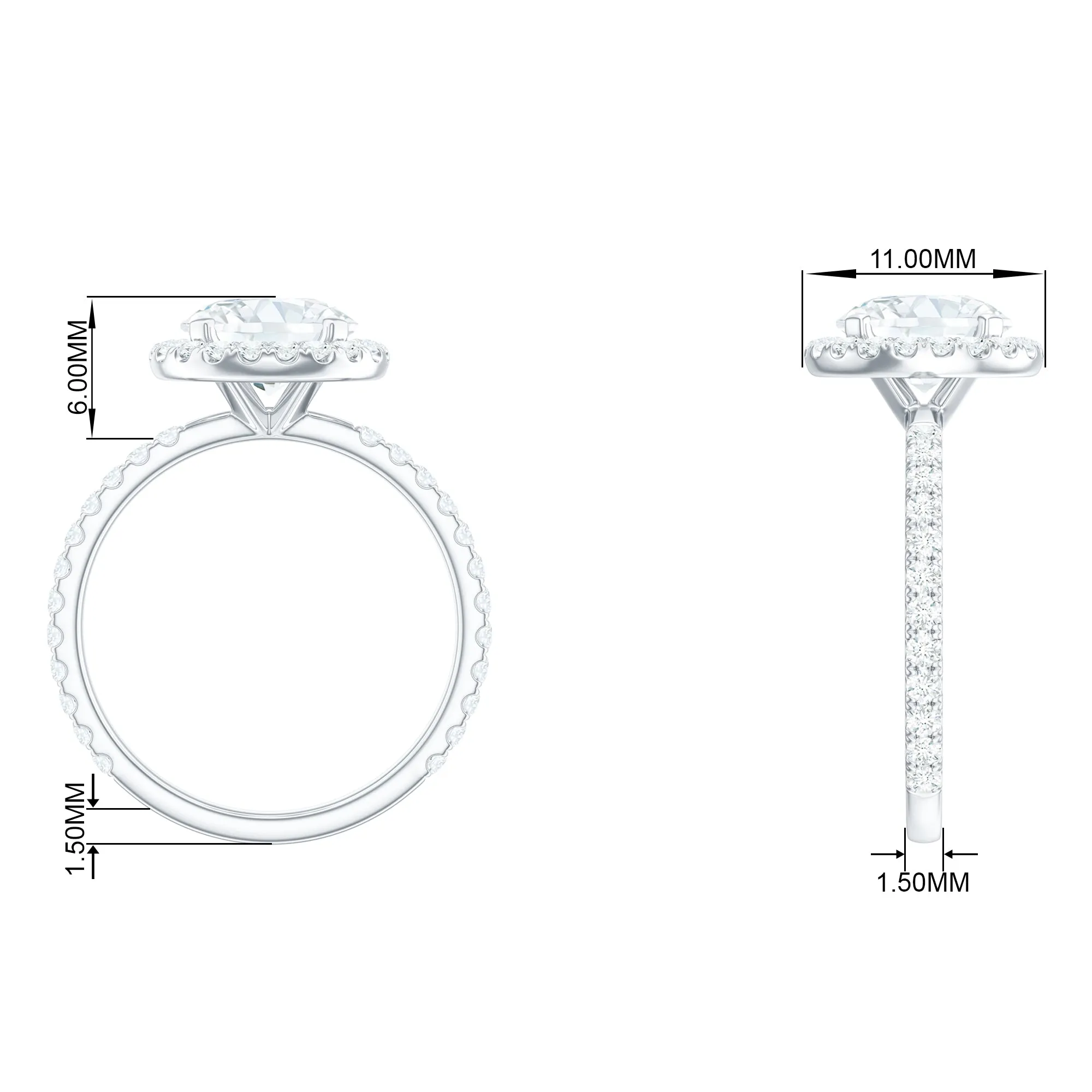 Certified Cubic Zirconia Classic Floating Halo Engagement Ring