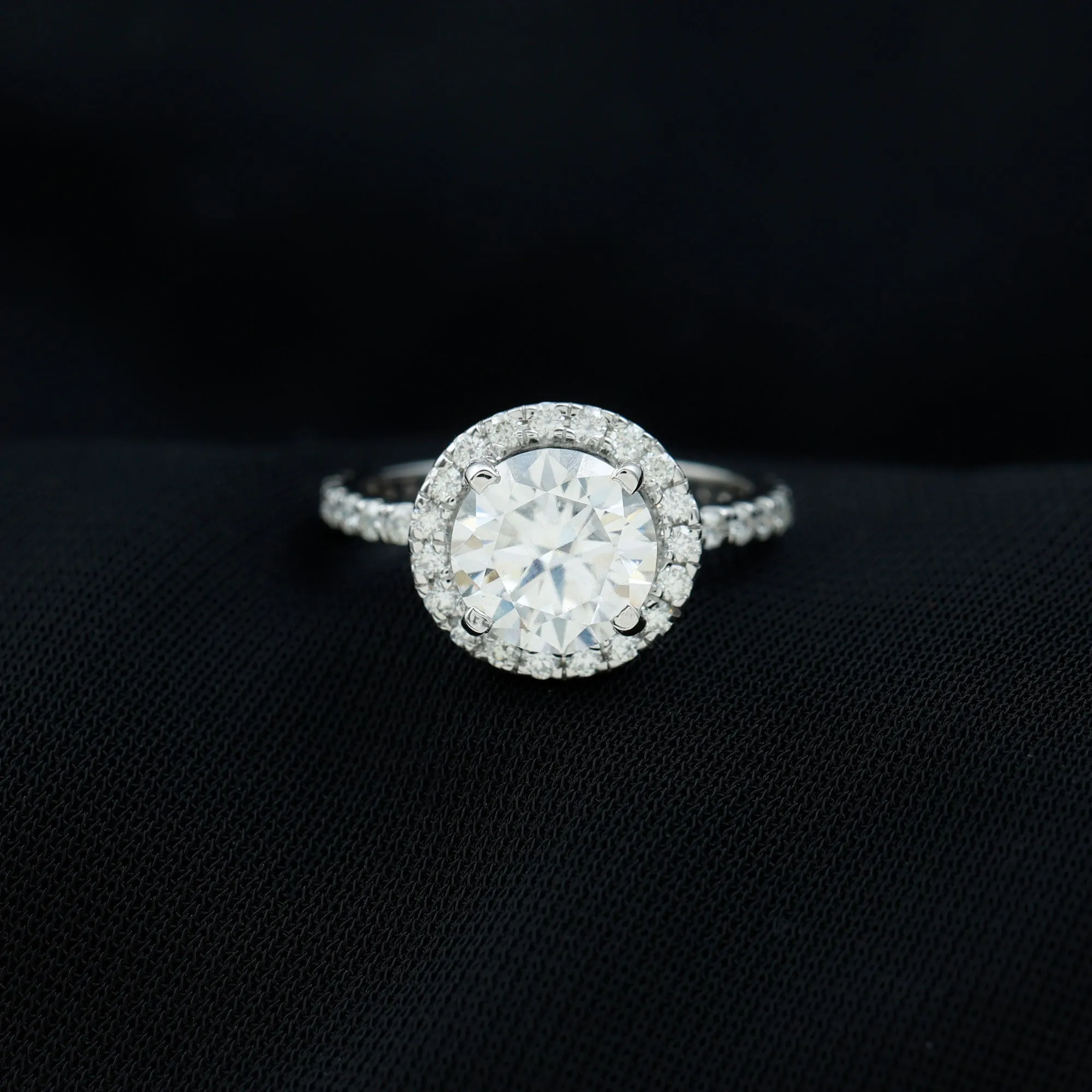 Certified Cubic Zirconia Classic Floating Halo Engagement Ring