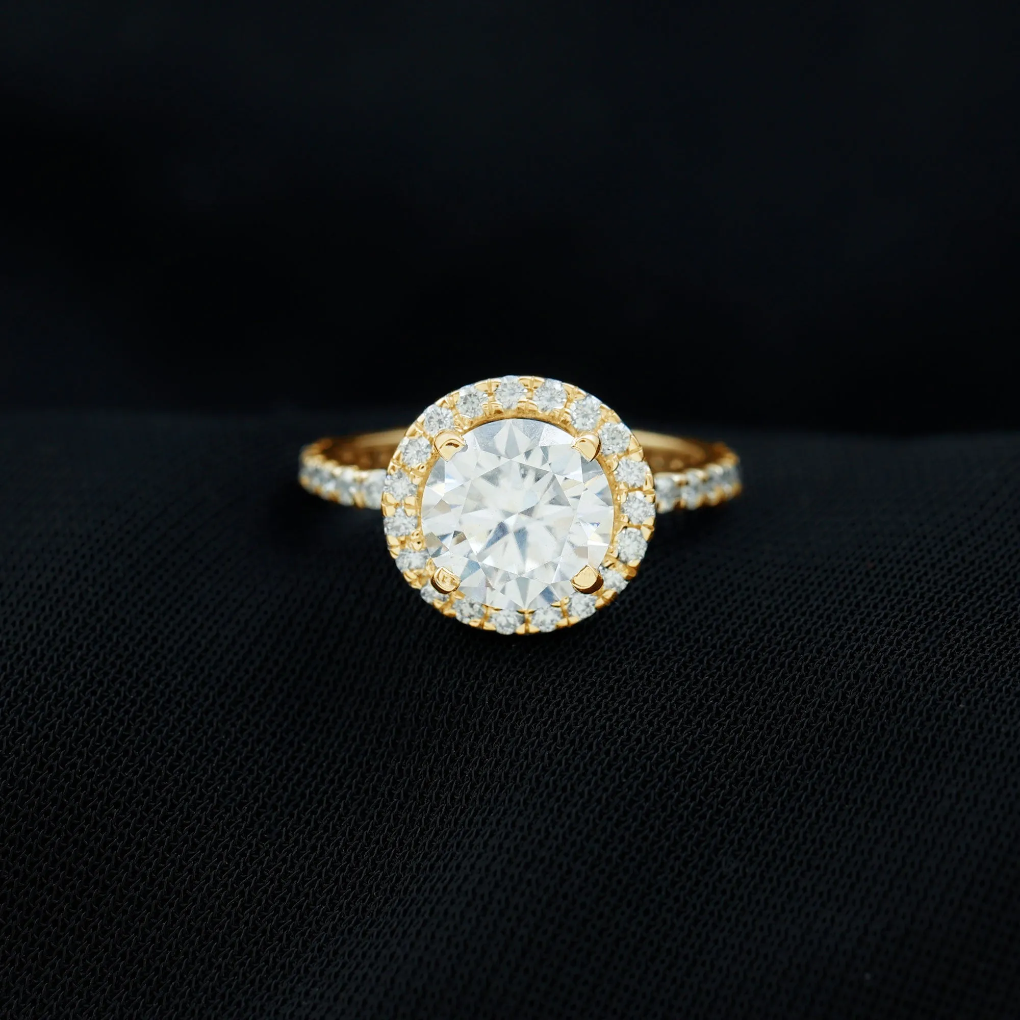 Certified Cubic Zirconia Classic Floating Halo Engagement Ring