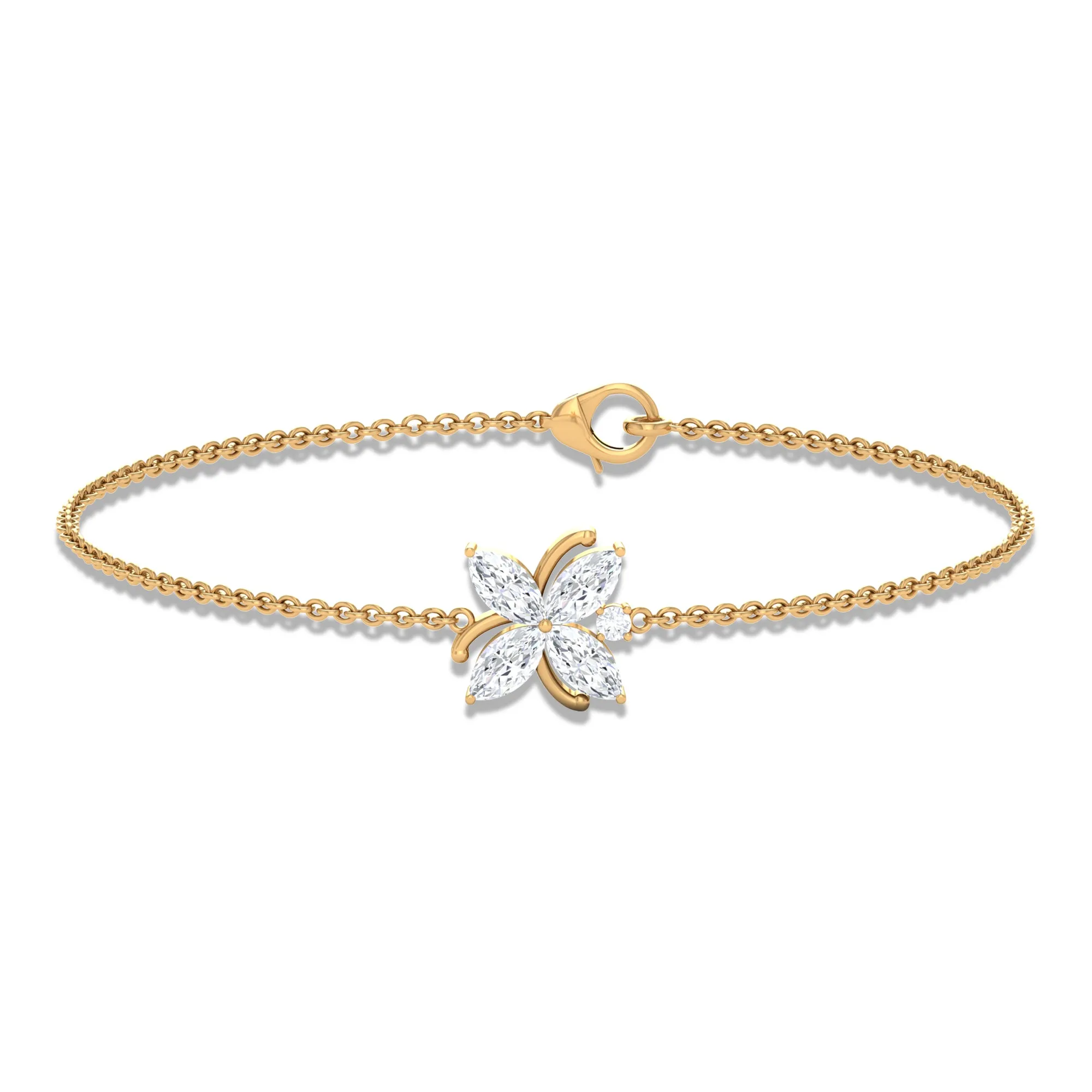 Certified Moissanite Flower Chain Bracelet