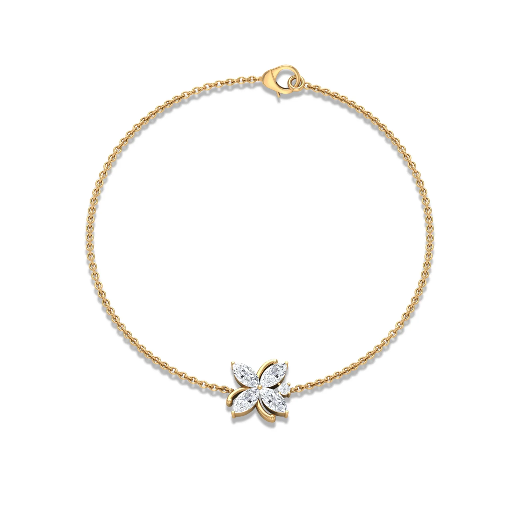 Certified Moissanite Flower Chain Bracelet