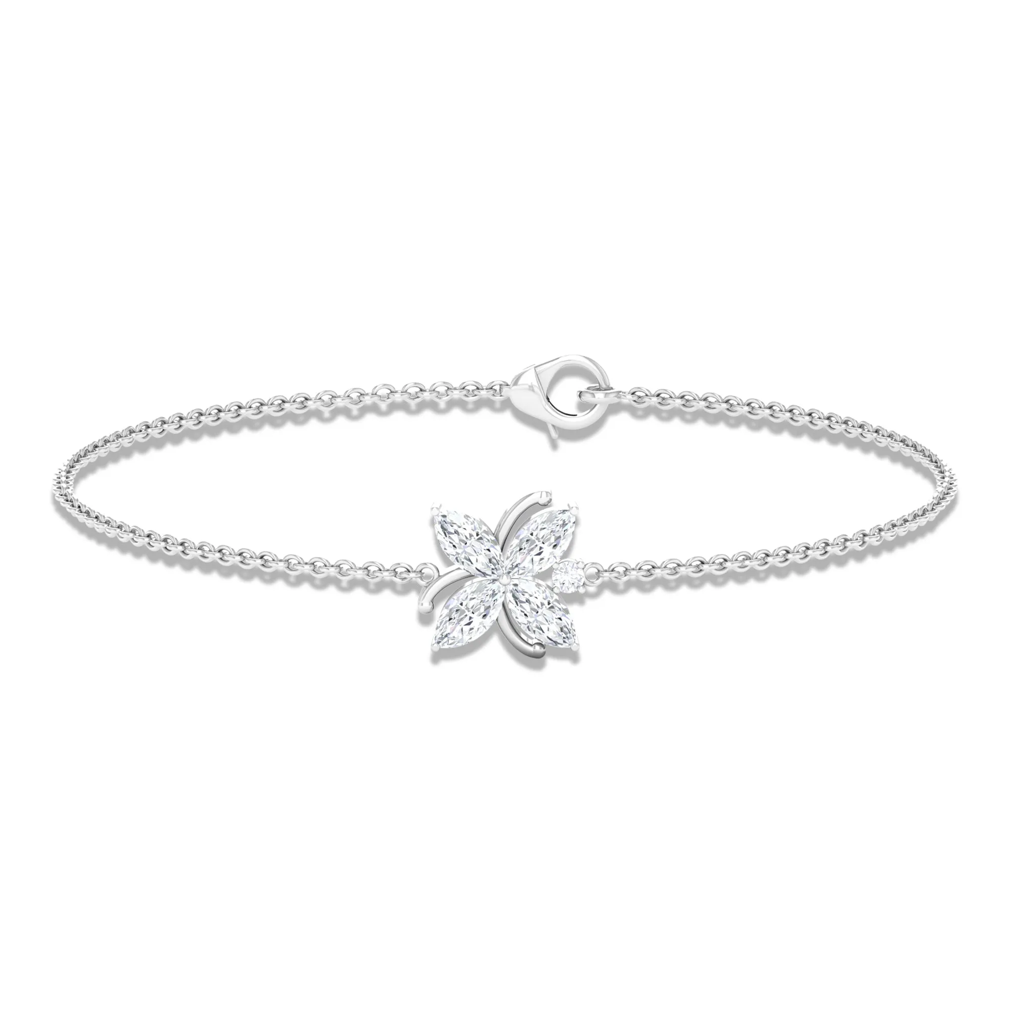 Certified Moissanite Flower Chain Bracelet