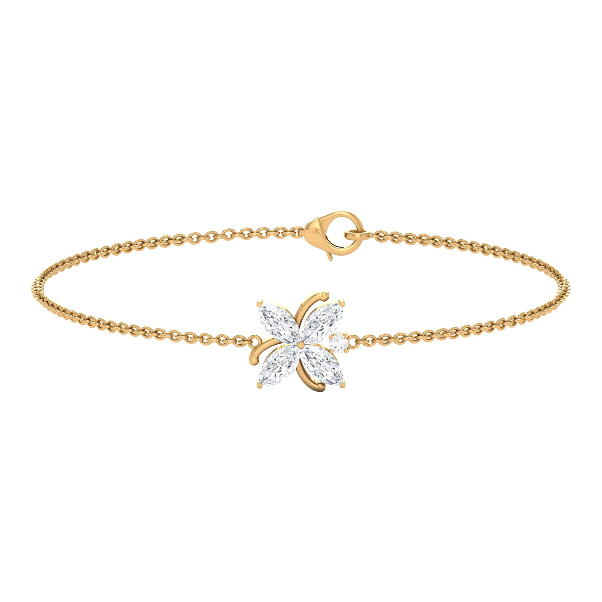 Certified Moissanite Flower Chain Bracelet