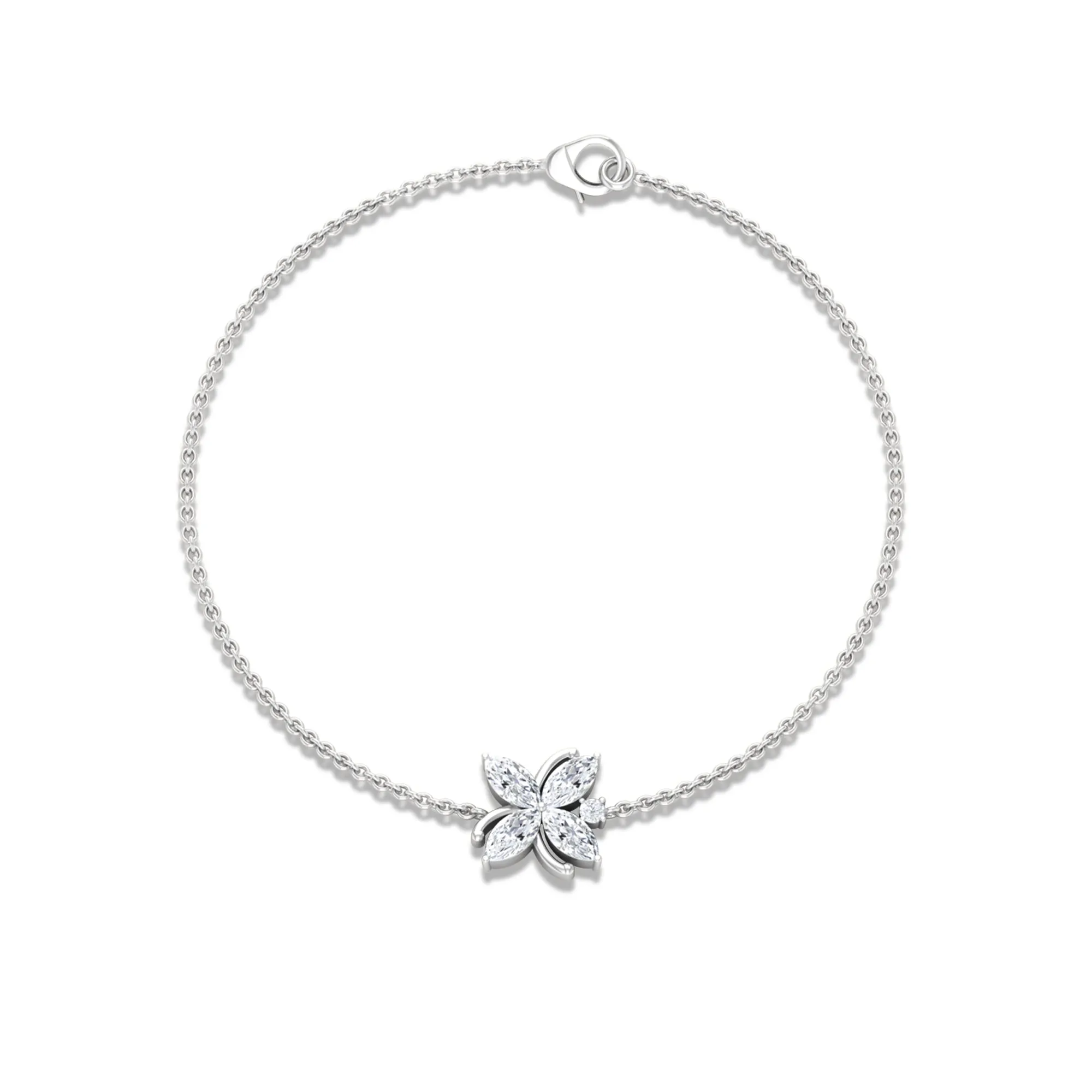 Certified Moissanite Flower Chain Bracelet
