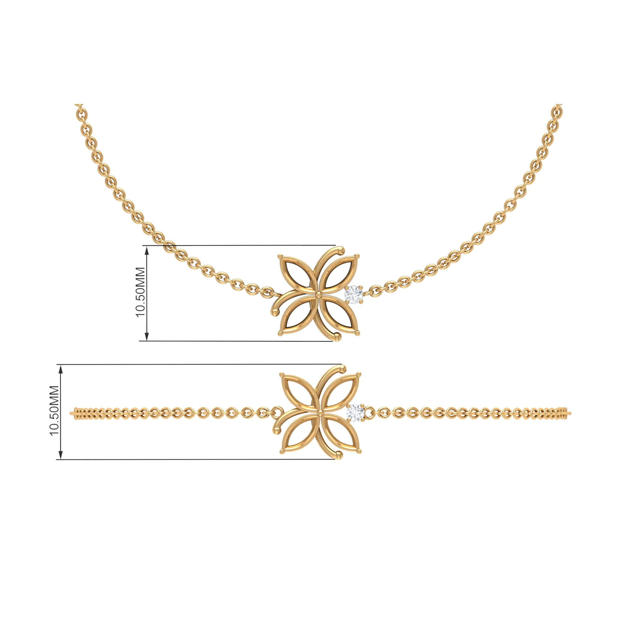 Certified Moissanite Flower Chain Bracelet