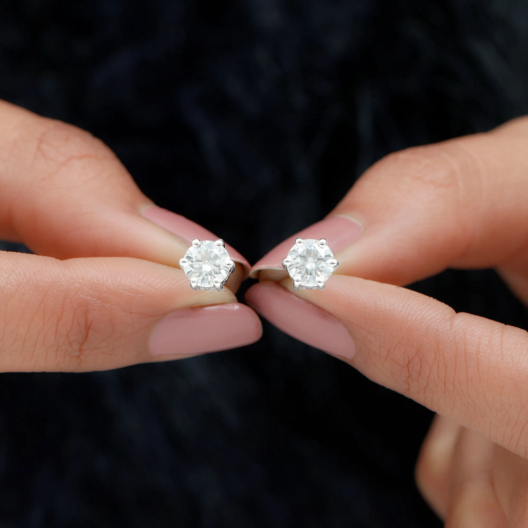Claw Set Moissanite Solitaire Cocktail Stud earrings