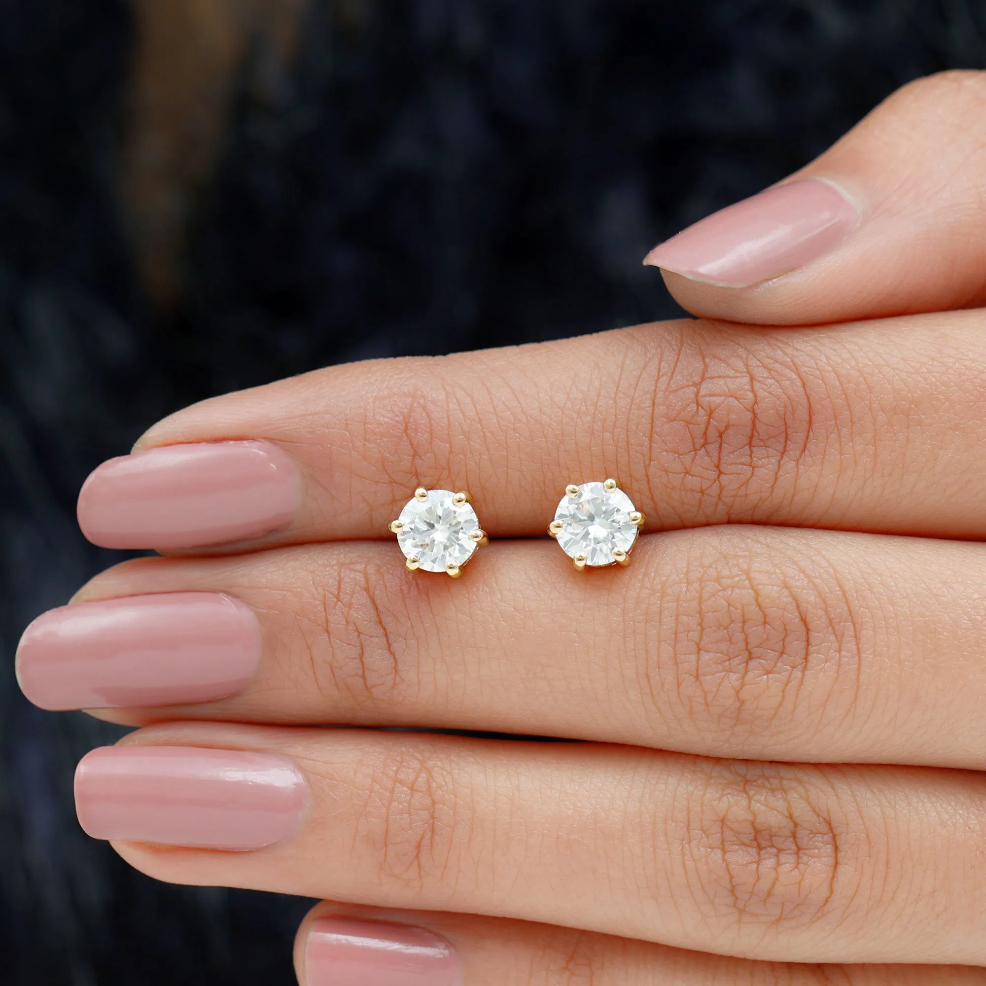 Claw Set Moissanite Solitaire Cocktail Stud earrings