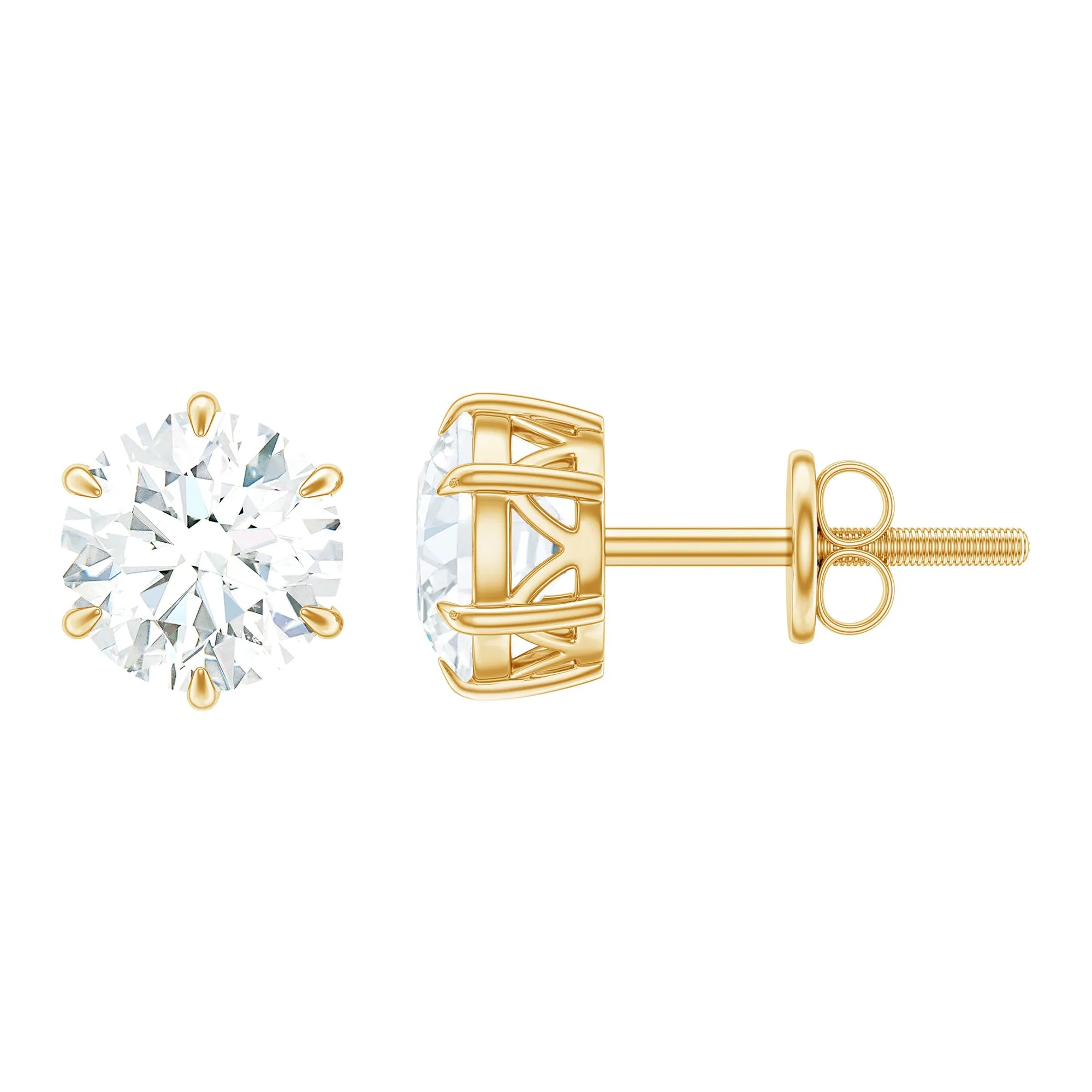 Claw Set Moissanite Solitaire Cocktail Stud earrings