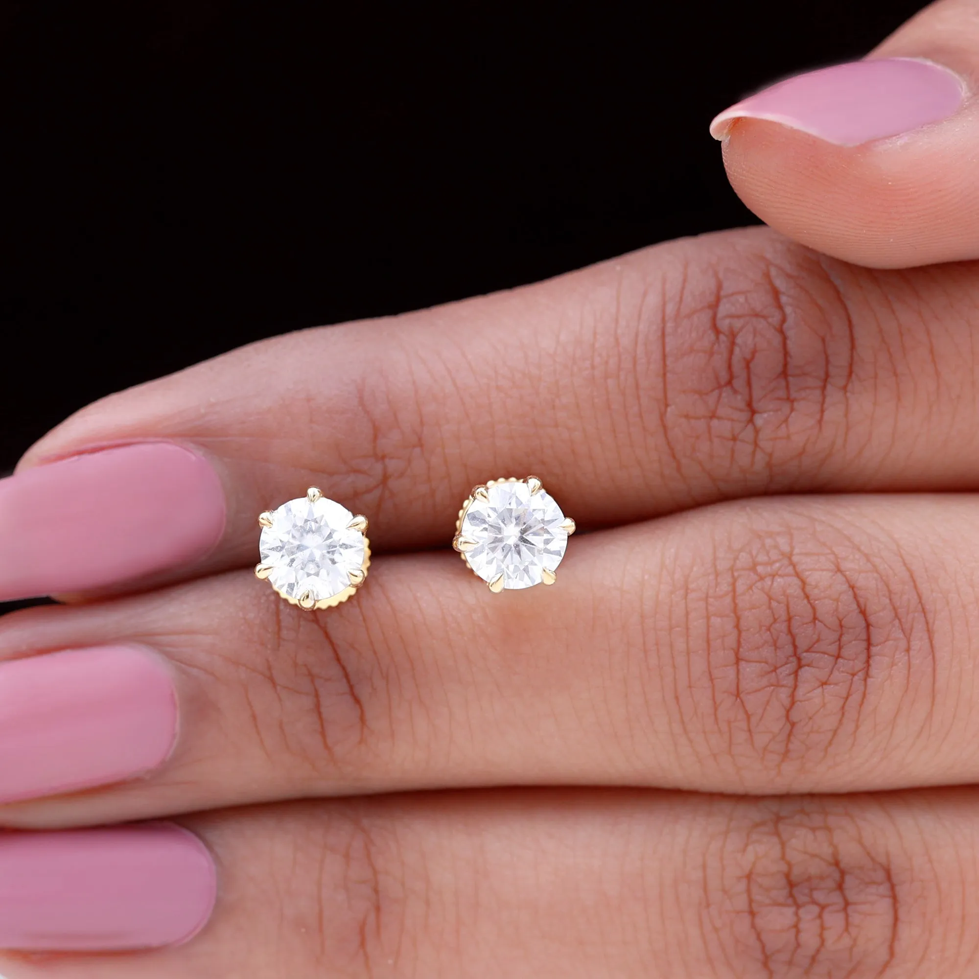 Claw Set Moissanite Solitaire Cocktail Stud earrings