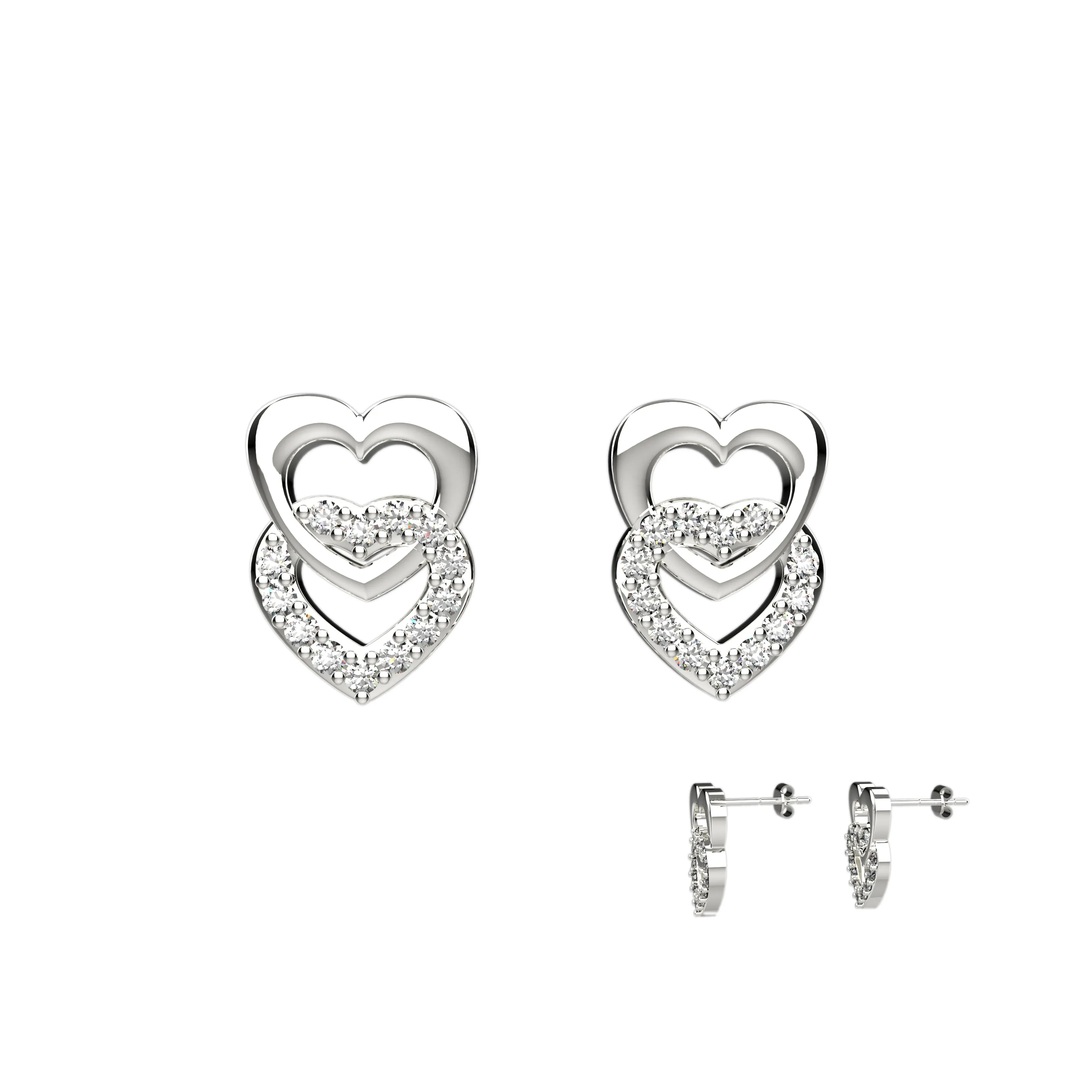 Crystal Clear Heart Stud Earrings