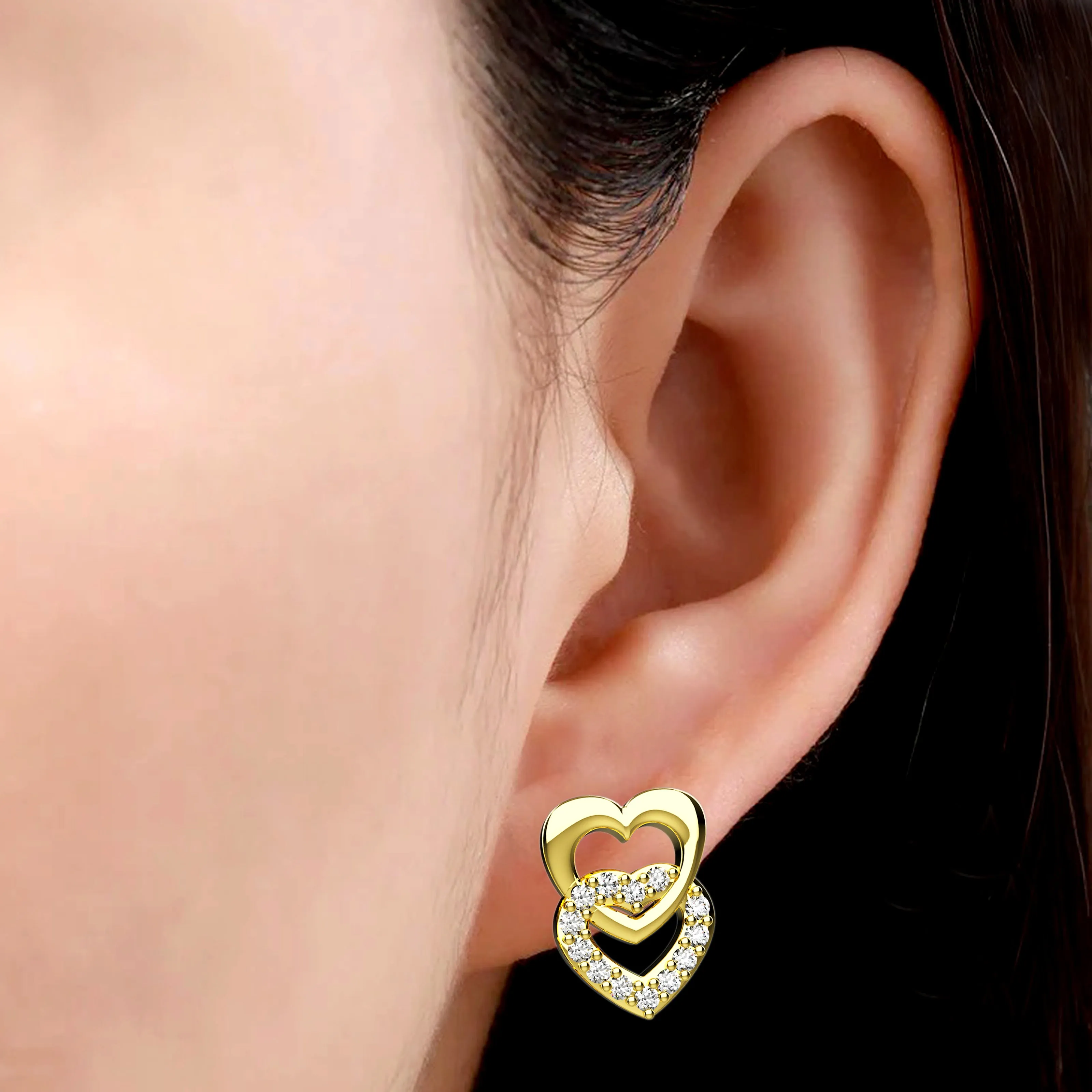 Crystal Clear Heart Stud Earrings