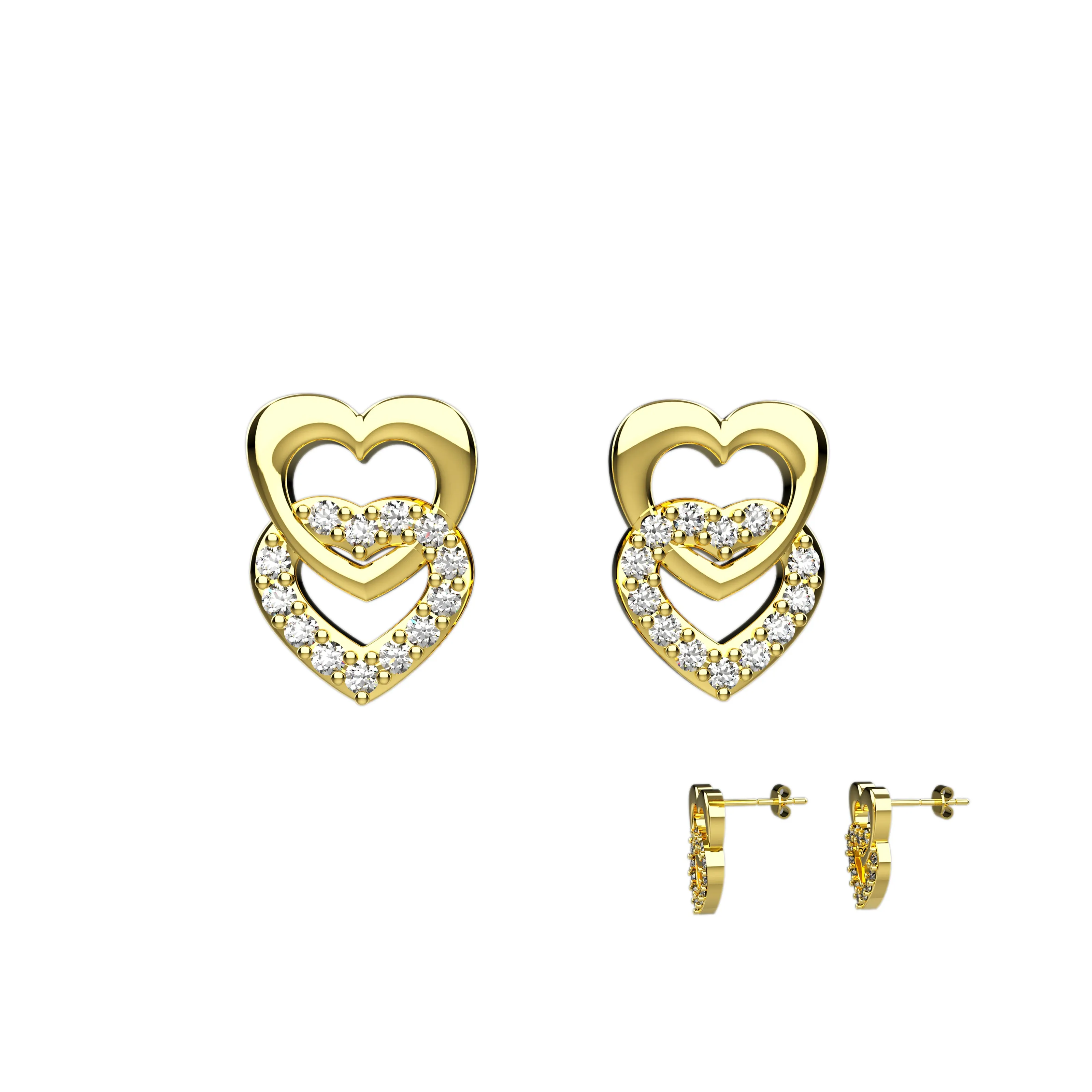 Crystal Clear Heart Stud Earrings