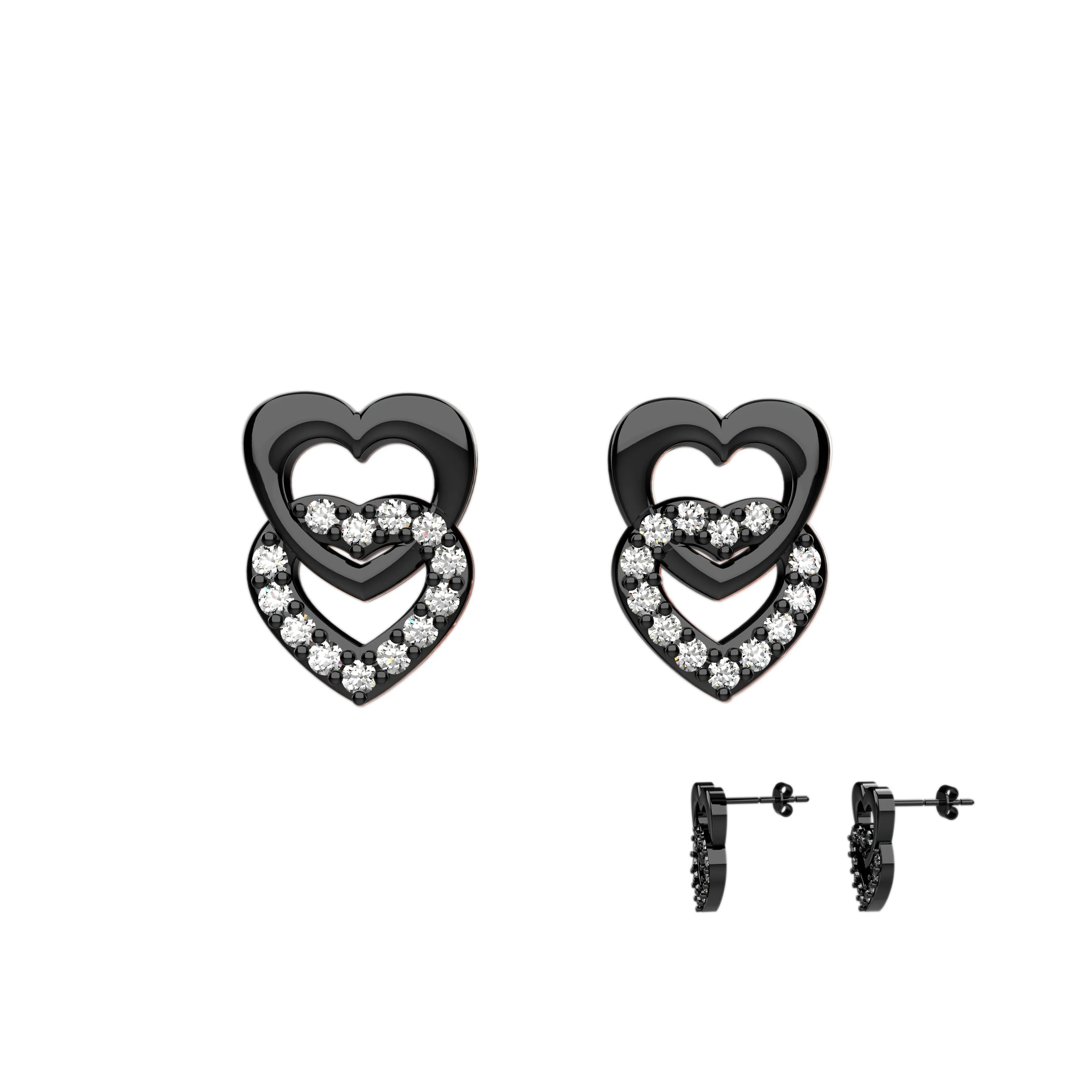 Crystal Clear Heart Stud Earrings