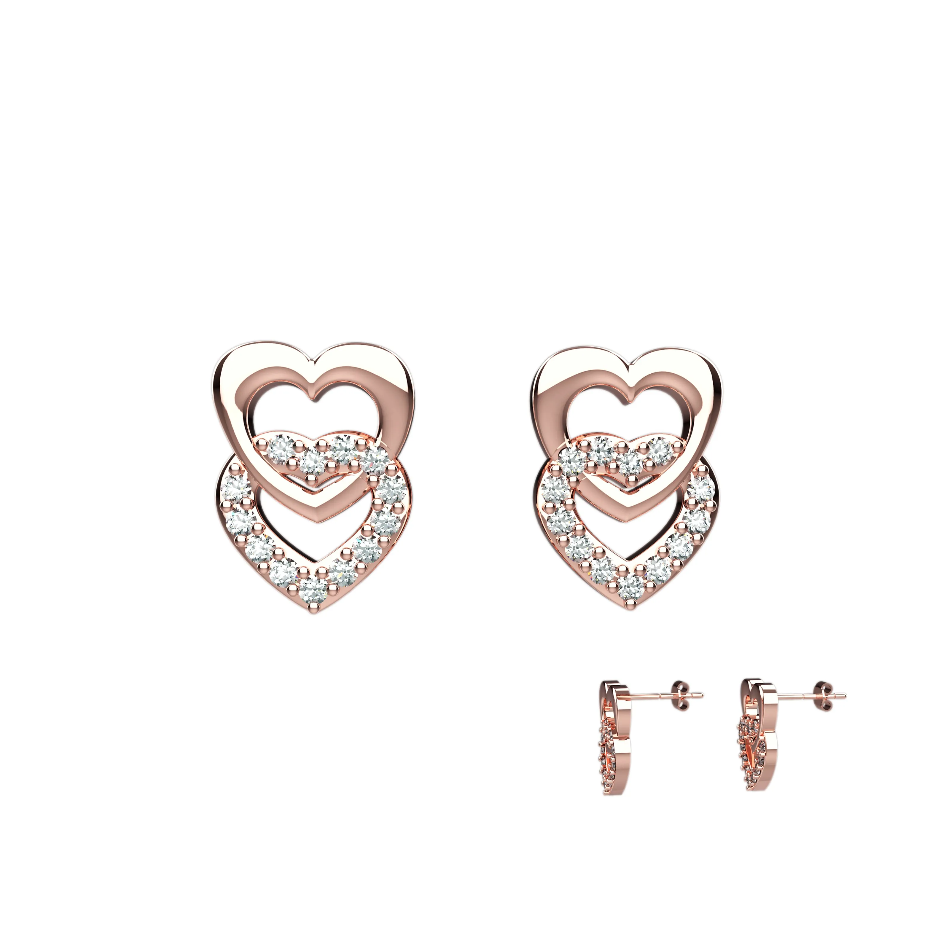 Crystal Clear Heart Stud Earrings