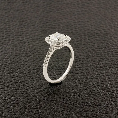 Cushion cut Diamond Engagement Ring with Halo