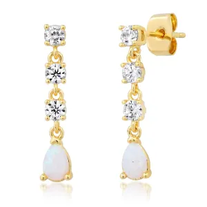 CZ and Opal Drop Earrings