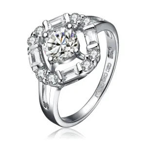 CZ Sterling Silver Rhodium Plated Ring