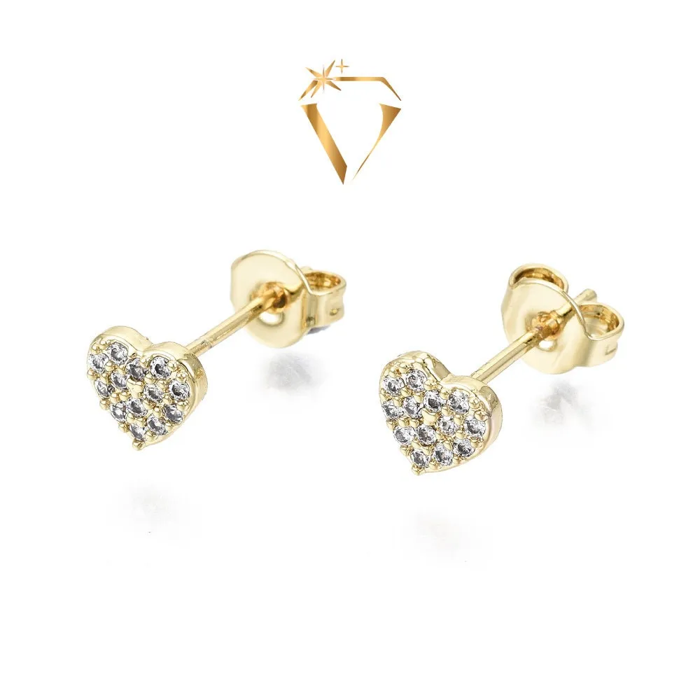 Dainty Heart CZ Stud Earrings, Heart Studs, gold heart earrings, 16k Gold Plated Heart Studs, minimalist heart stud earrings,