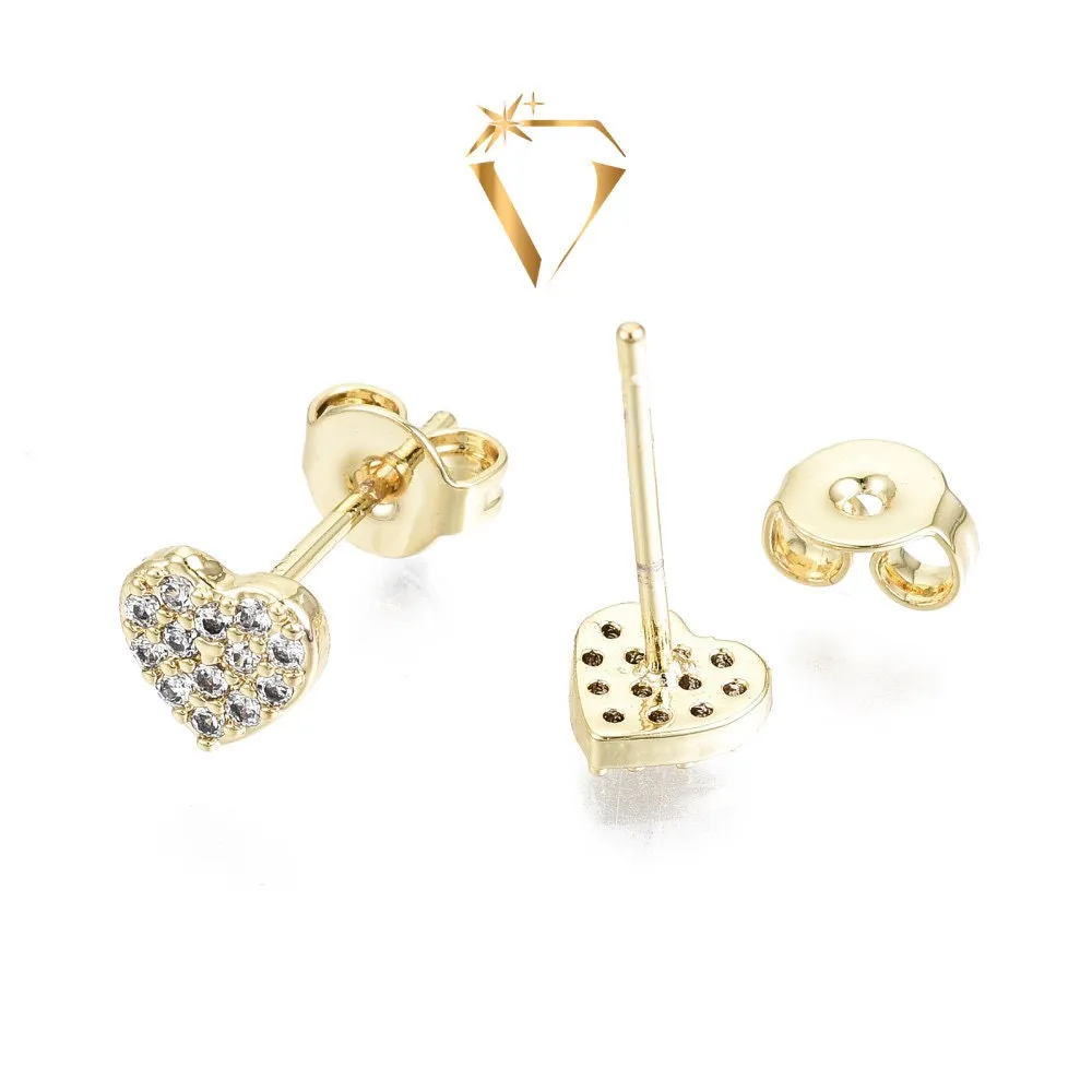 Dainty Heart CZ Stud Earrings, Heart Studs, gold heart earrings, 16k Gold Plated Heart Studs, minimalist heart stud earrings,