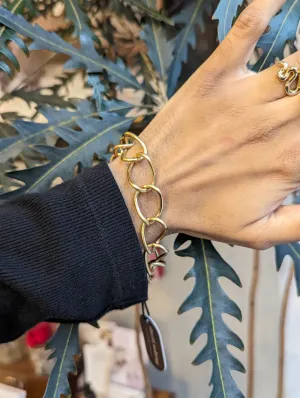 David Aubrey Large Gold Link Bracelet