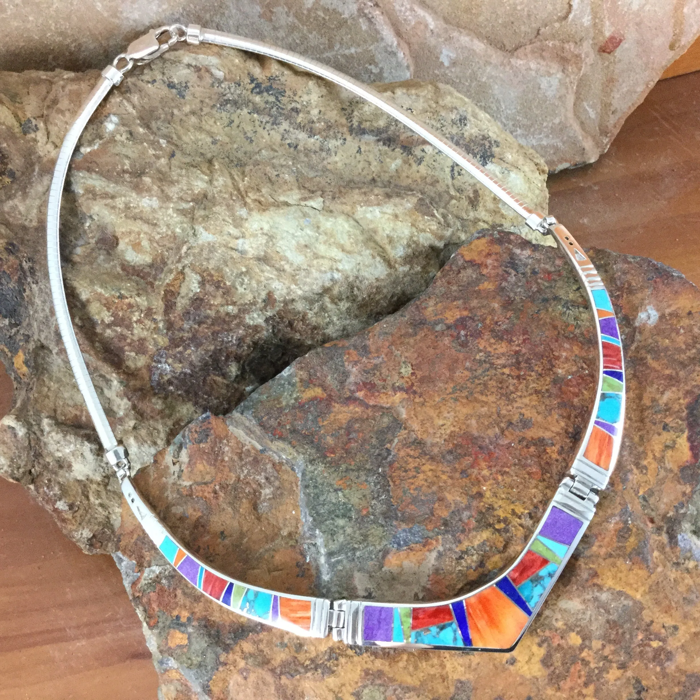 David Rosales Indian Summer Inlaid Sterling Silver Necklace