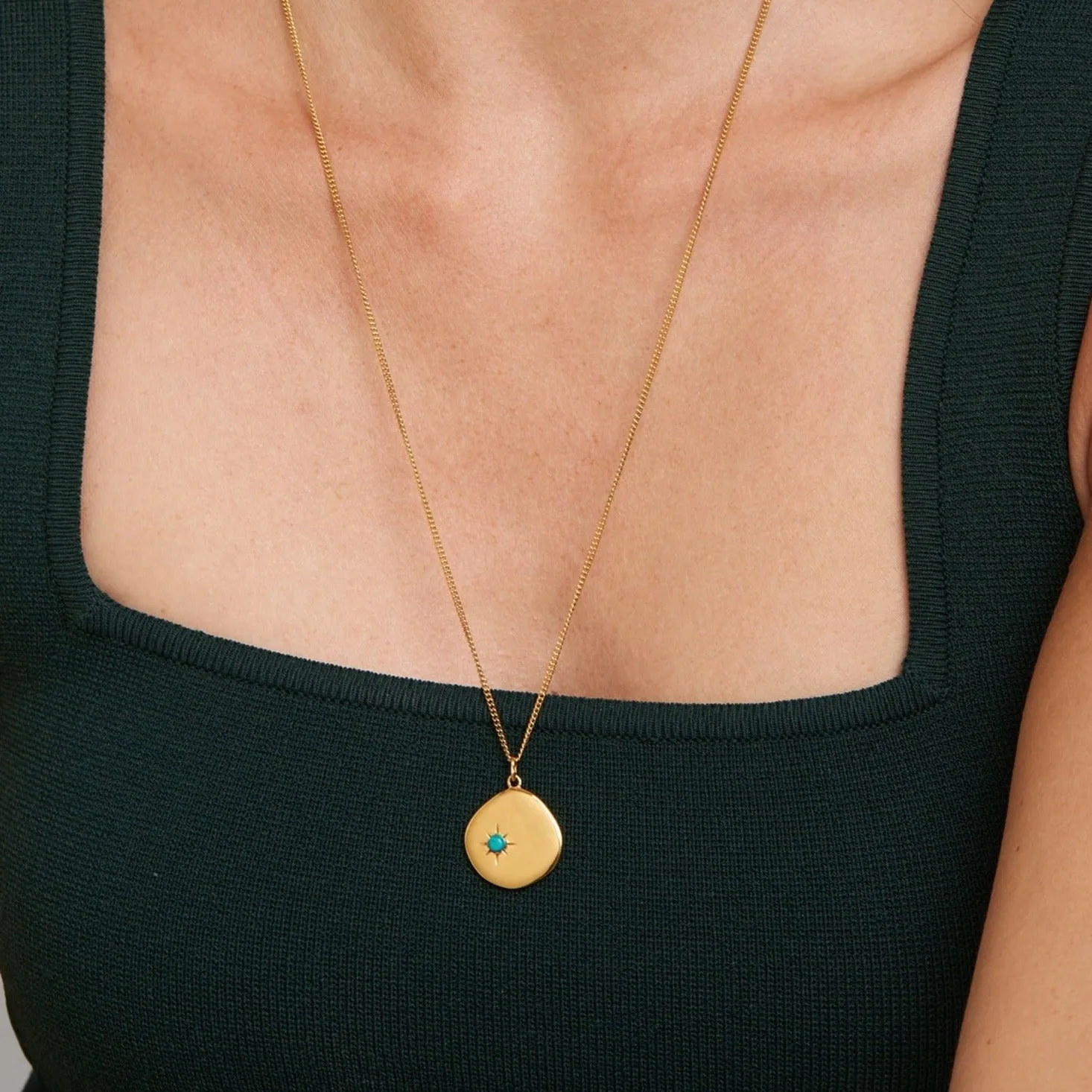 December Birthstone Necklace - 18 karat gold vermeil on sterling silver, turquoise