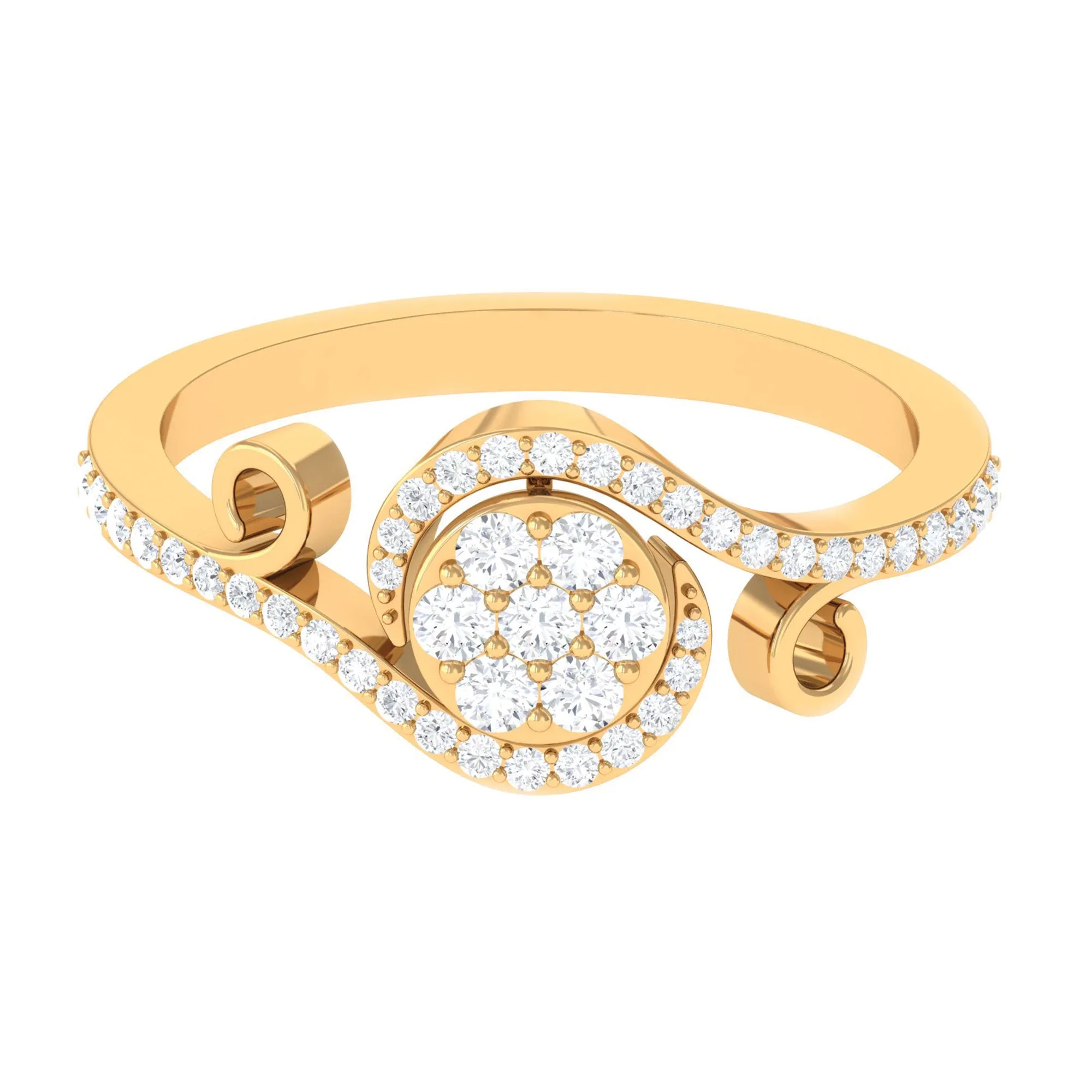 Designer Diamond Bypass Engagement Ring in Illusion Setting