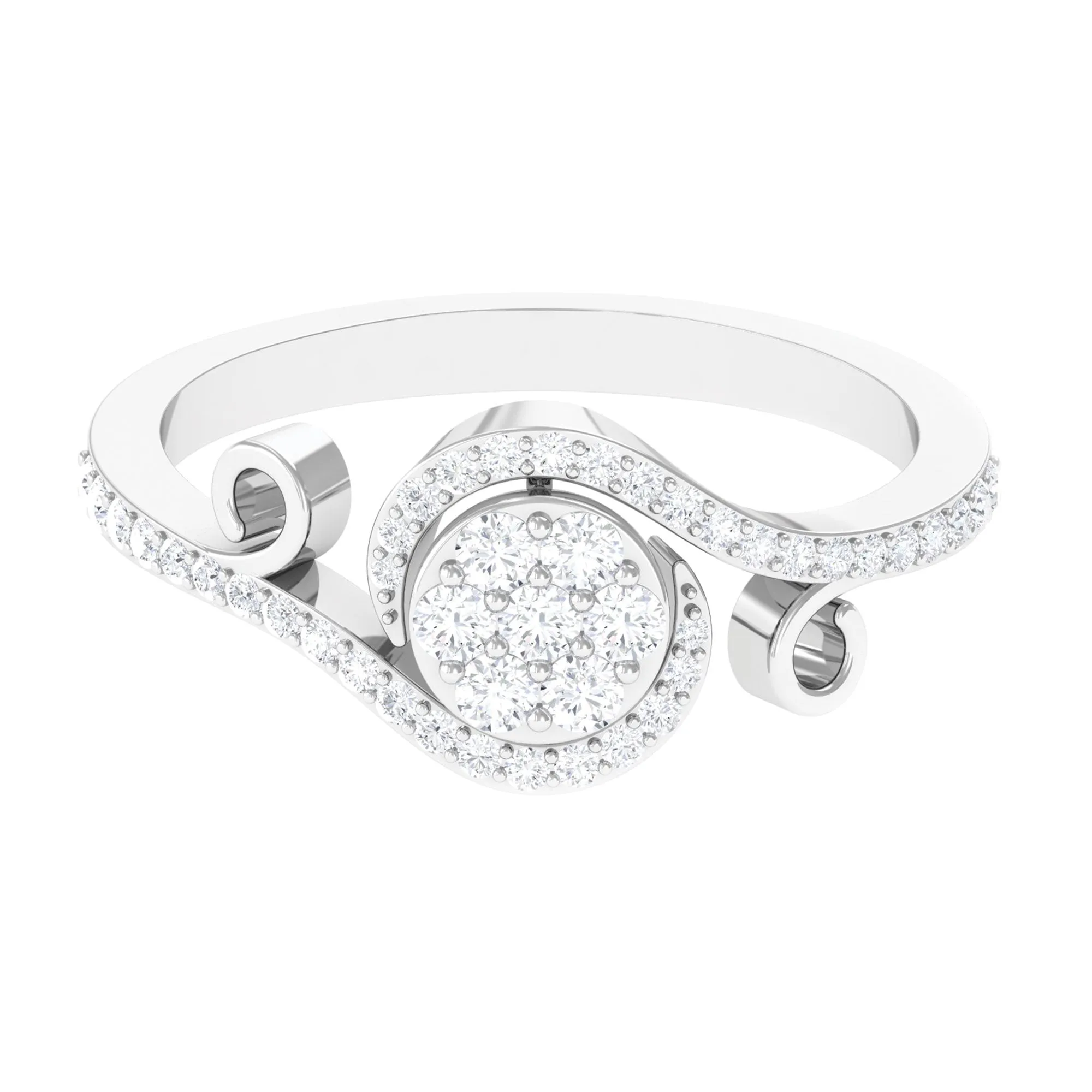 Designer Diamond Bypass Engagement Ring in Illusion Setting