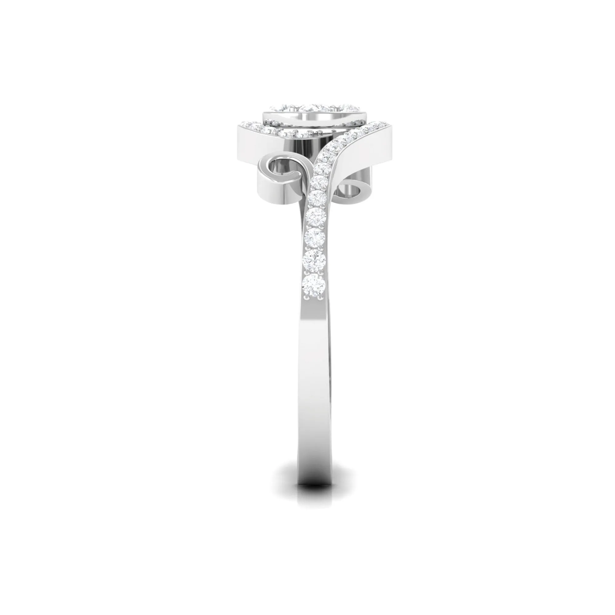 Designer Diamond Bypass Engagement Ring in Illusion Setting