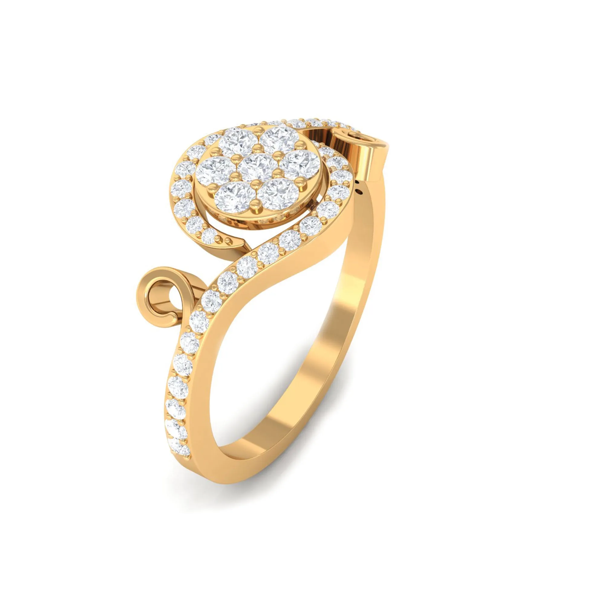 Designer Diamond Bypass Engagement Ring in Illusion Setting