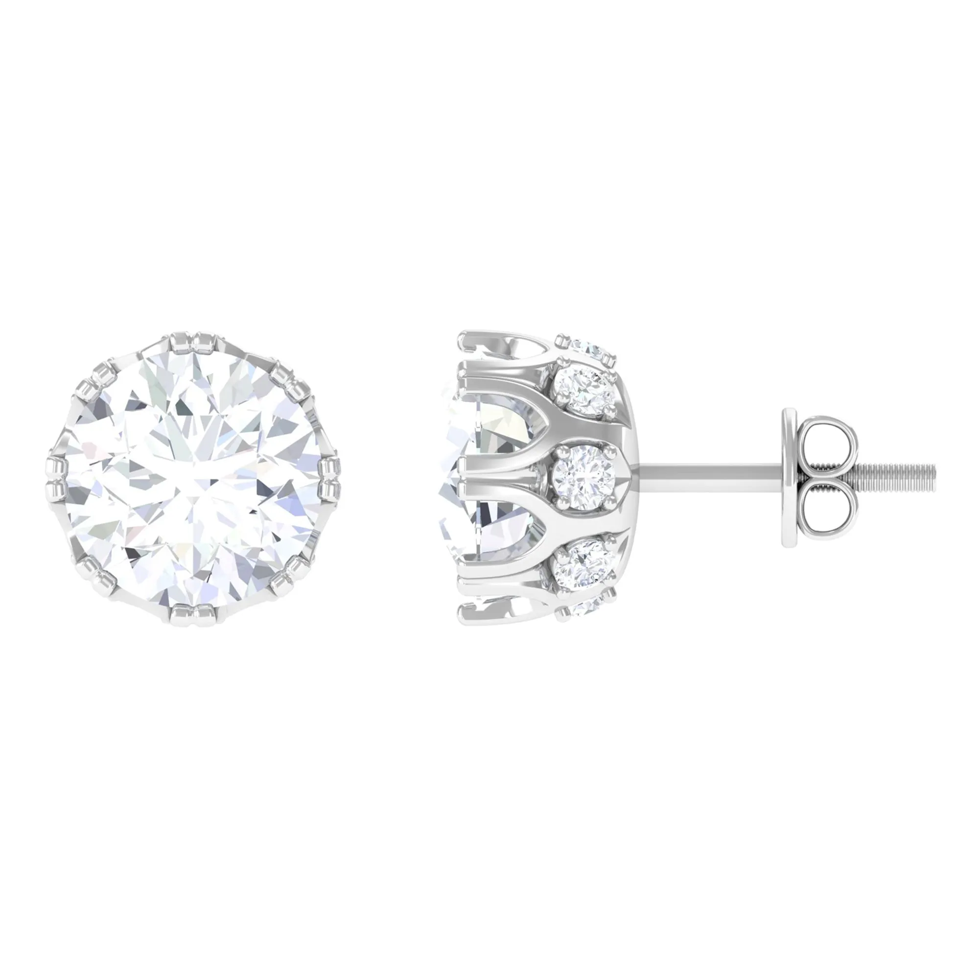 Designer Moissanite Solitaire Stud Earrings