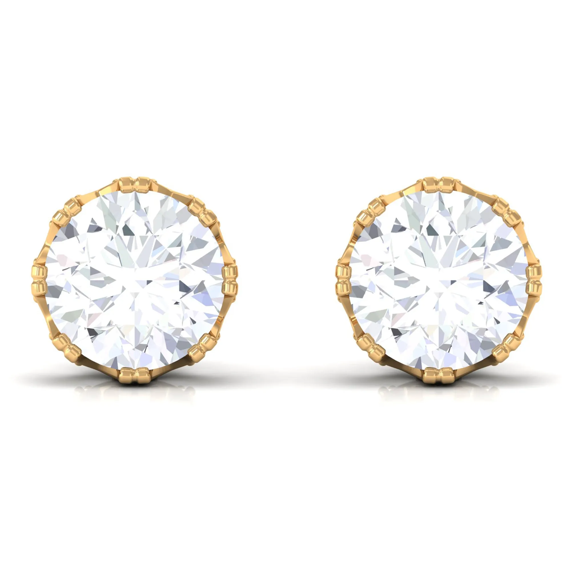 Designer Moissanite Solitaire Stud Earrings