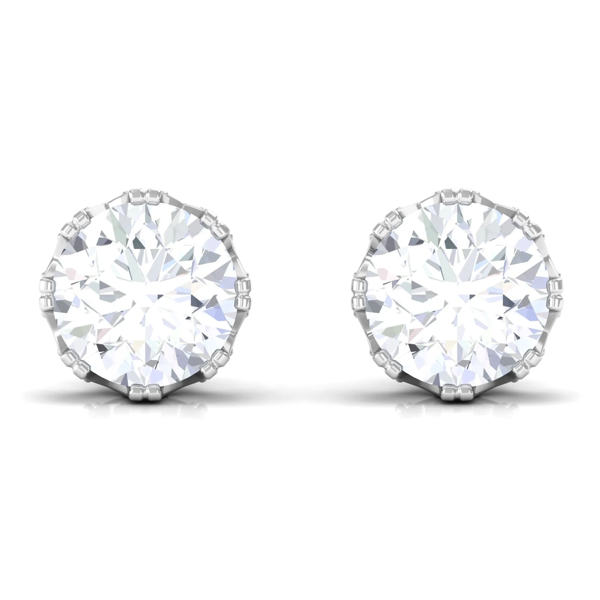 Designer Moissanite Solitaire Stud Earrings