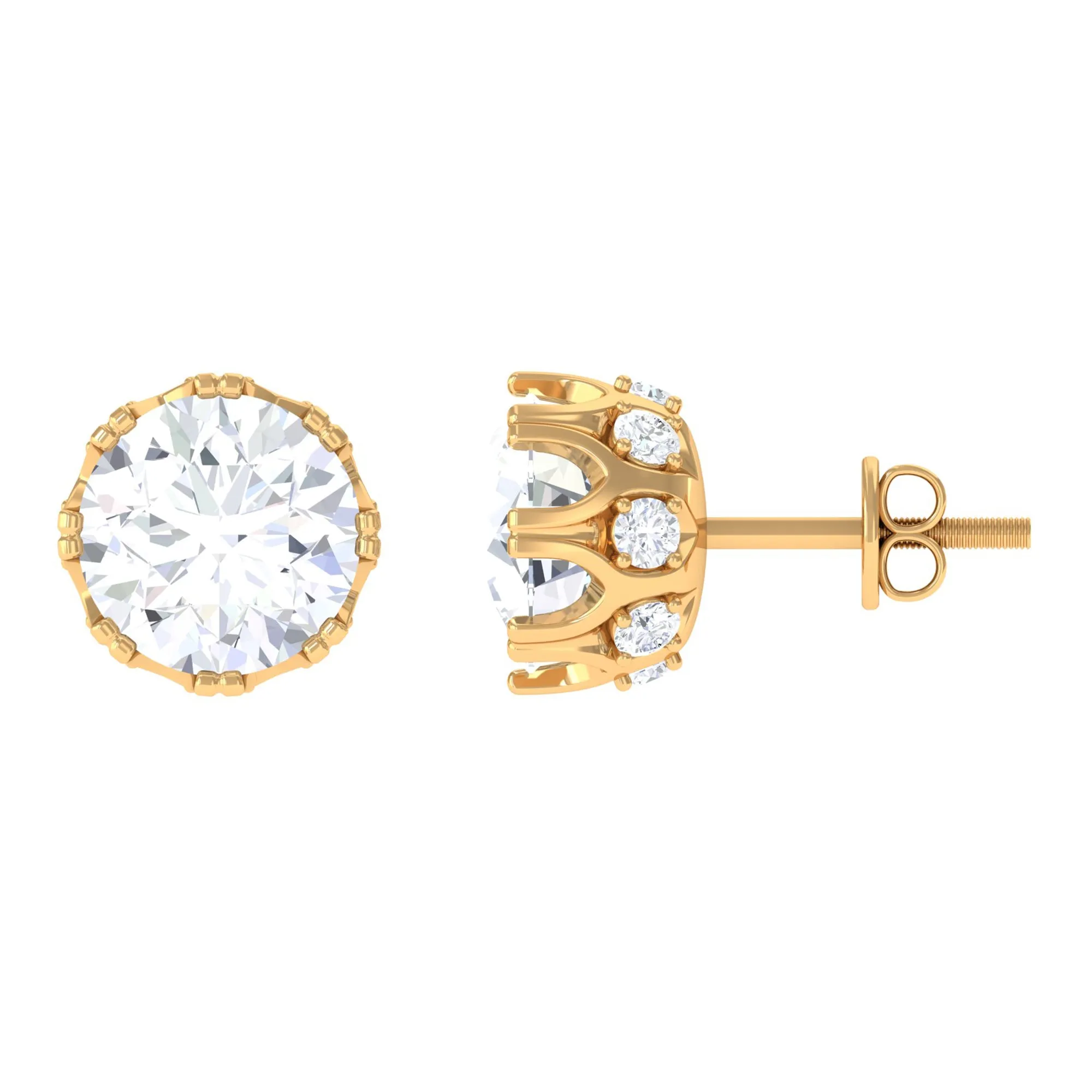 Designer Moissanite Solitaire Stud Earrings