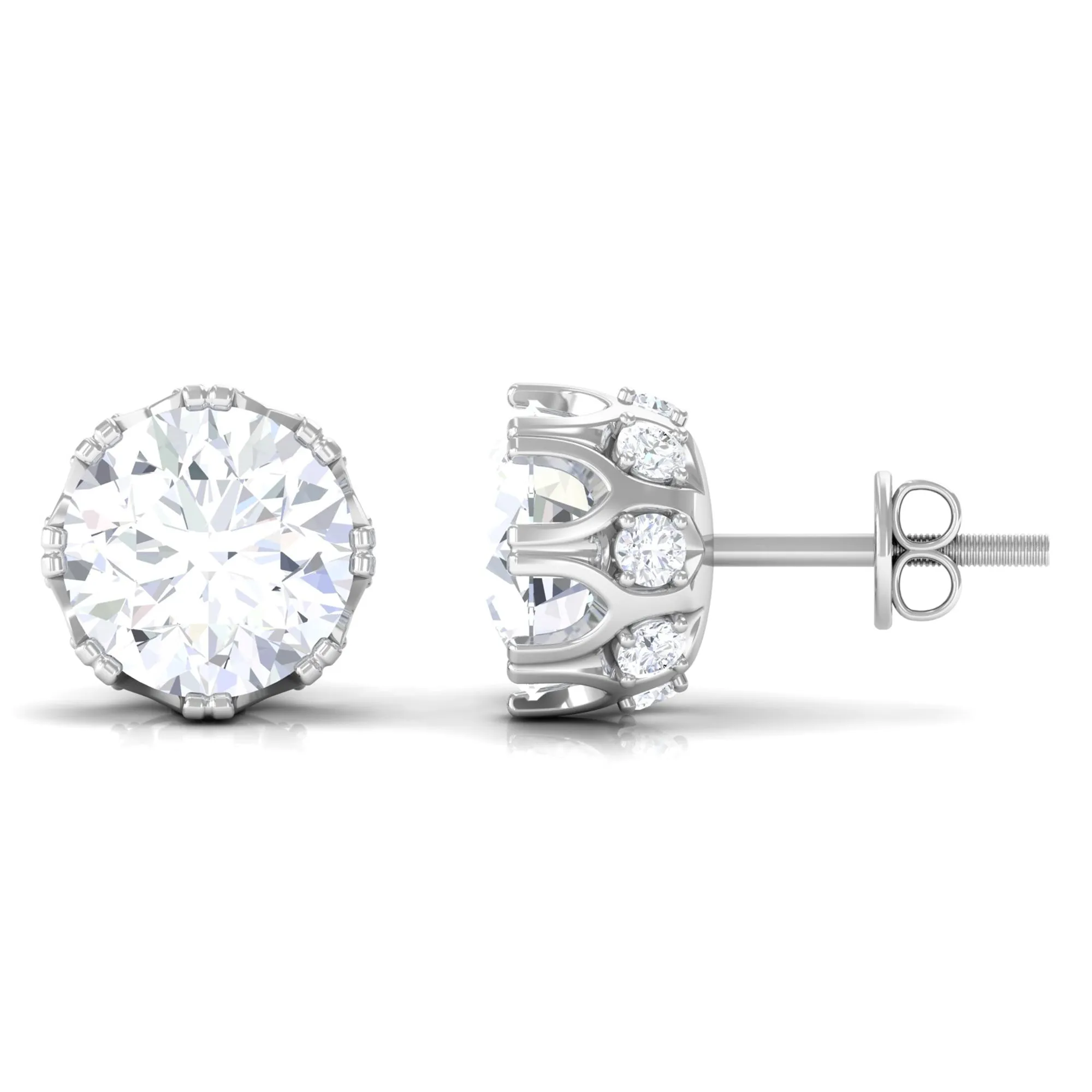 Designer Moissanite Solitaire Stud Earrings