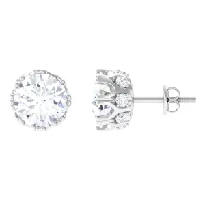 Designer Moissanite Solitaire Stud Earrings