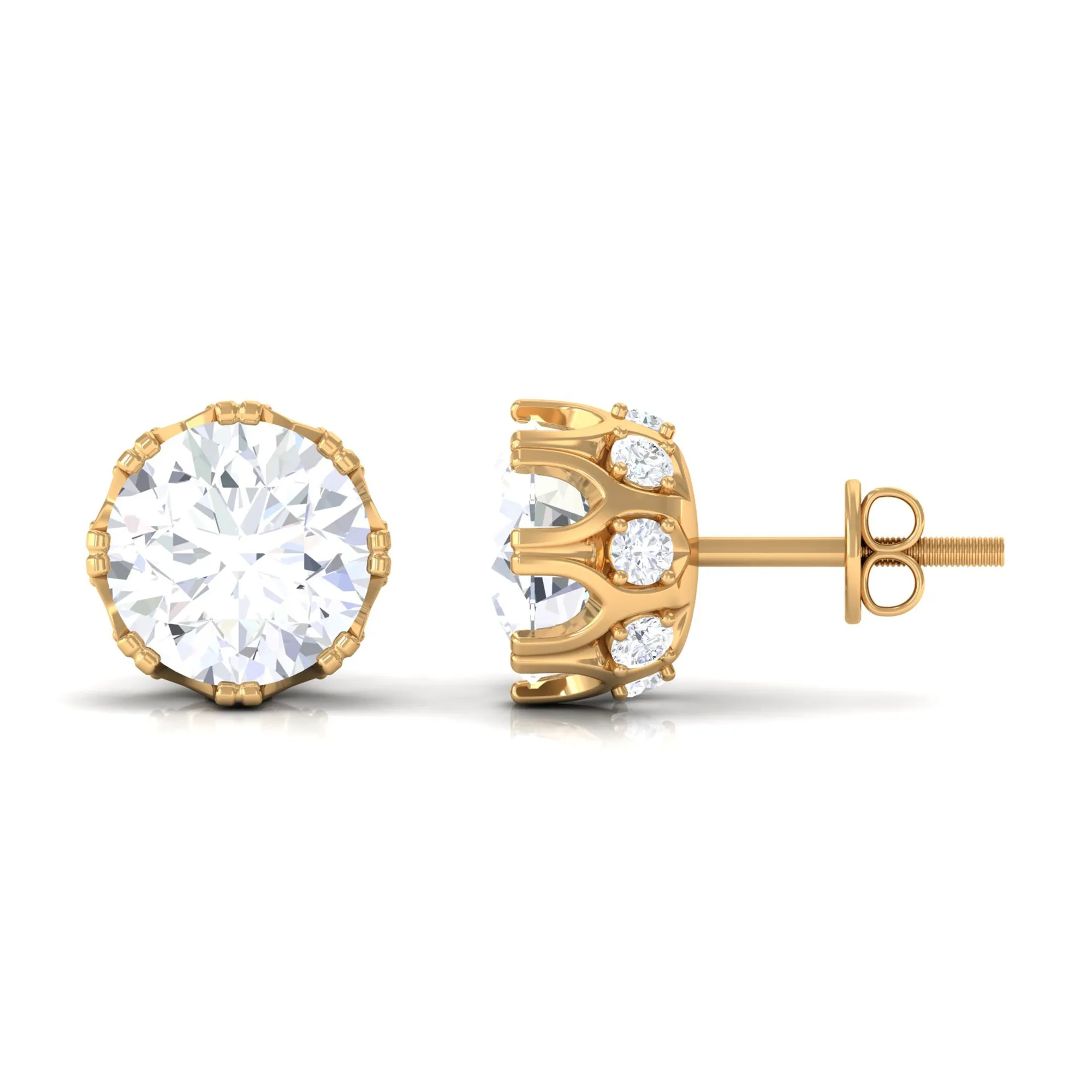 Designer Moissanite Solitaire Stud Earrings