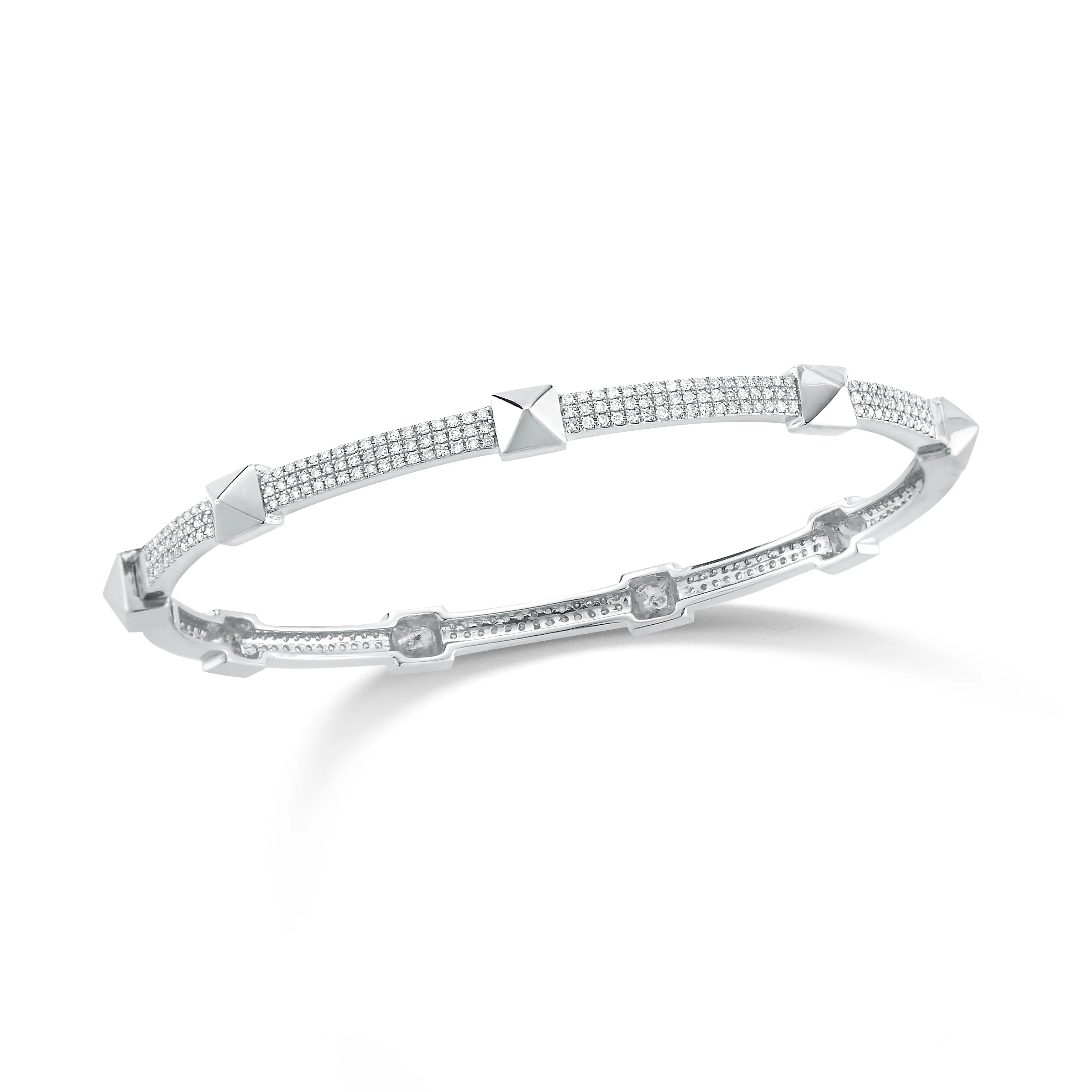 Diamond & Gold Pyramid Stud Bangle Bracelet