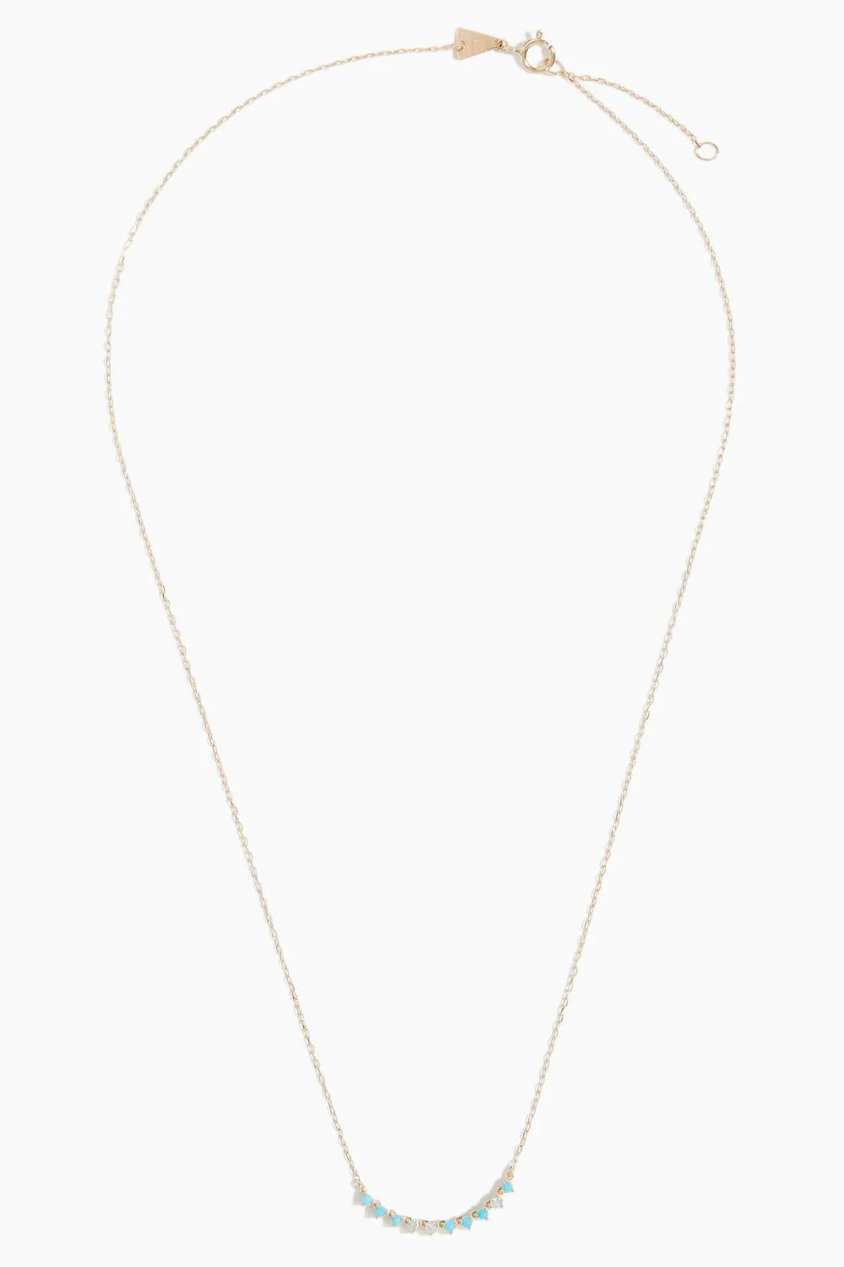 Diamond and Turquoise Rounds Chain Necklace in 14k Yellow Gold
