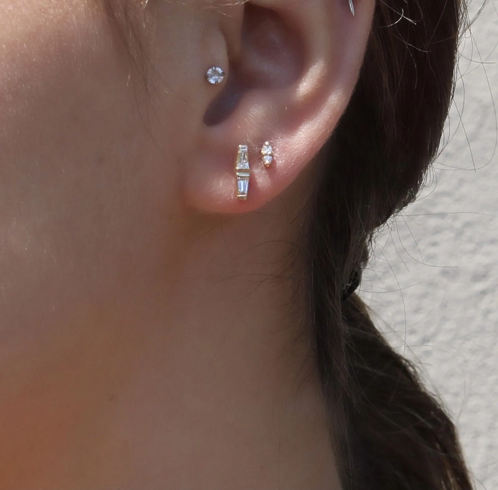 Diamond Bar Stud Earrings