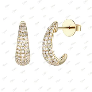 Diamond Curved Stud Earrings 12x4mm