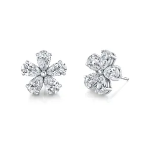 Diamond Floret Earrings in 18k White Gold