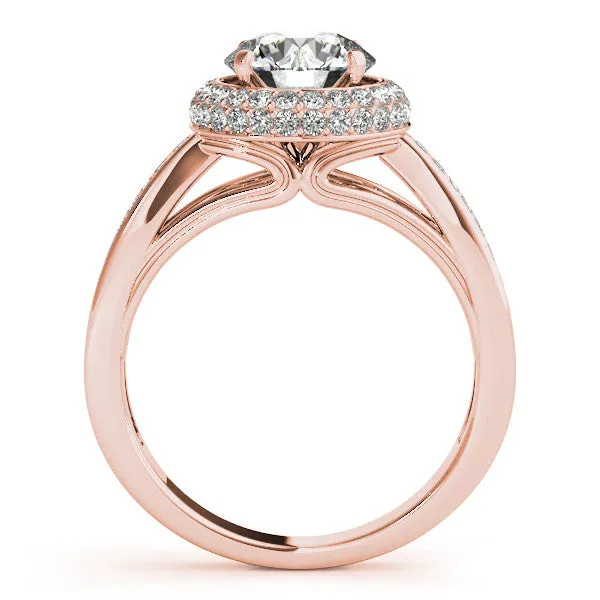Diamond Pave Halo Engagement Ring - Raquel