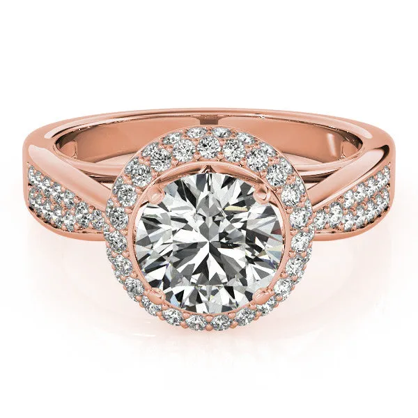 Diamond Pave Halo Engagement Ring - Raquel