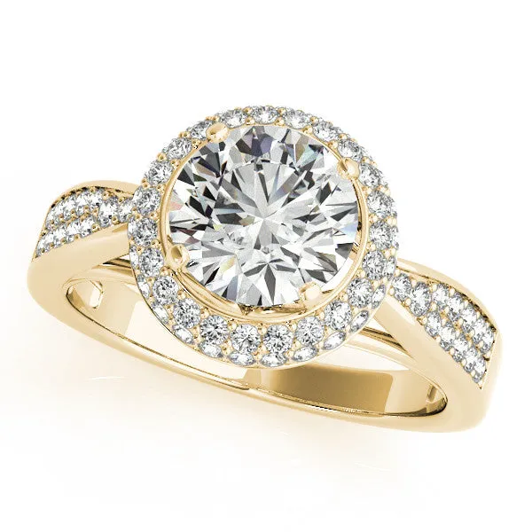 Diamond Pave Halo Engagement Ring - Raquel