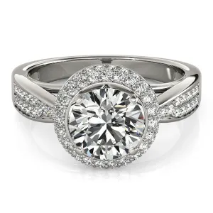 Diamond Pave Halo Engagement Ring - Raquel