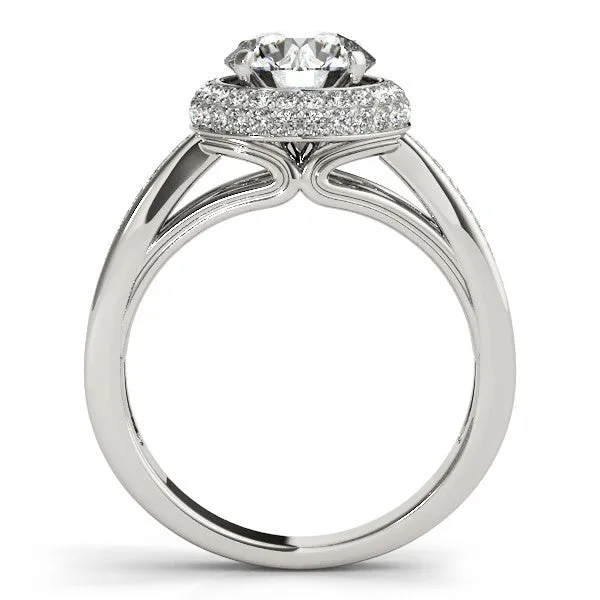 Diamond Pave Halo Engagement Ring - Raquel