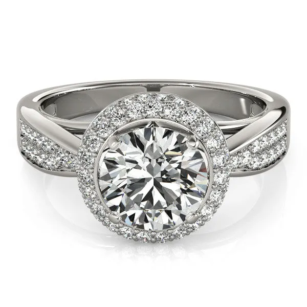 Diamond Pave Halo Engagement Ring - Raquel