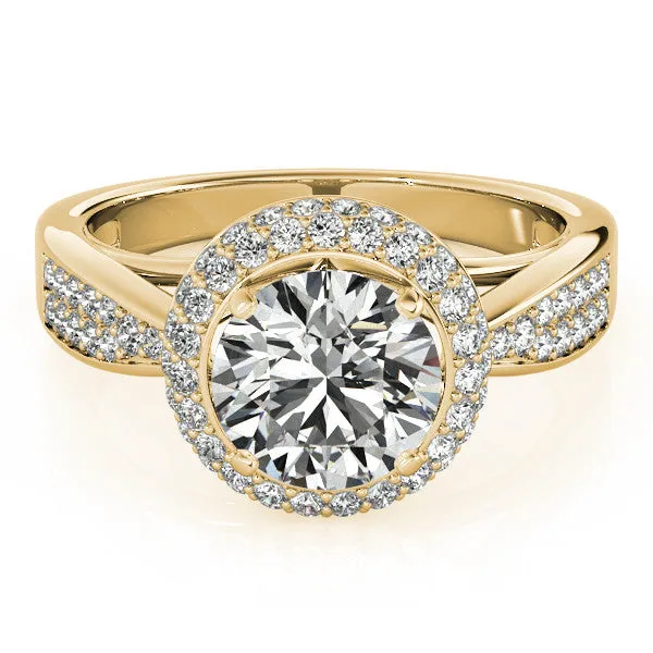 Diamond Pave Halo Engagement Ring - Raquel