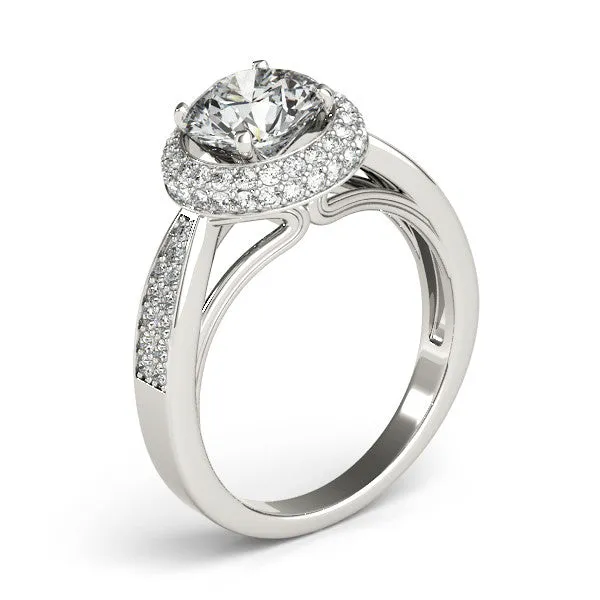 Diamond Pave Halo Engagement Ring - Raquel